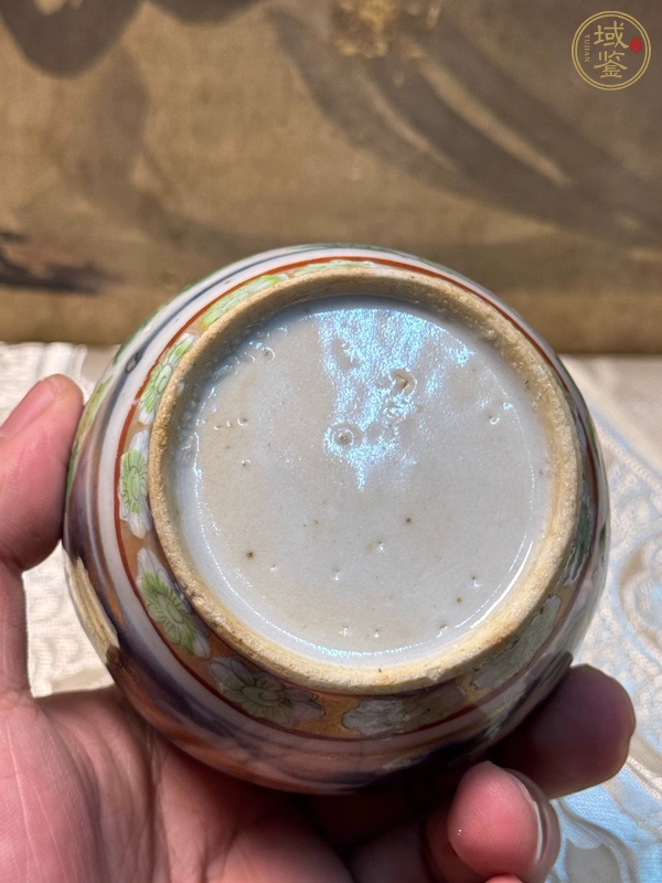 古玩陶瓷清中期青花廣彩長頸瓶真品鑒賞圖