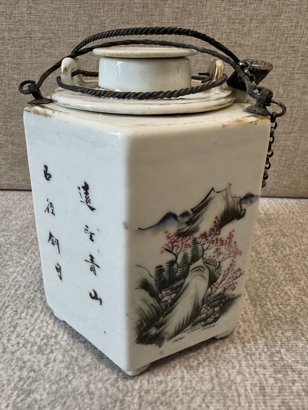 古玩陶瓷淺絳彩山水人物溫酒壺拍賣，當前價格8500元