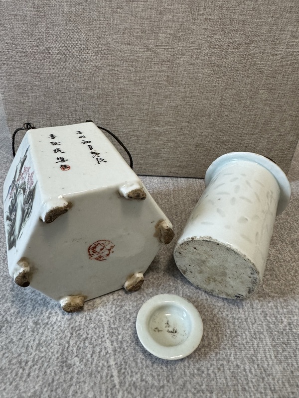 古玩陶瓷淺絳彩山水人物溫酒壺拍賣，當前價格8500元