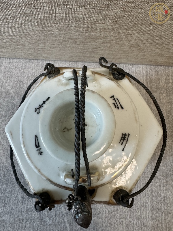 古玩陶瓷淺絳彩山水人物溫酒壺真品鑒賞圖