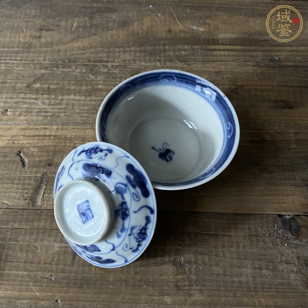 古玩陶瓷青花靈芝紋蓋碗真品鑒賞圖