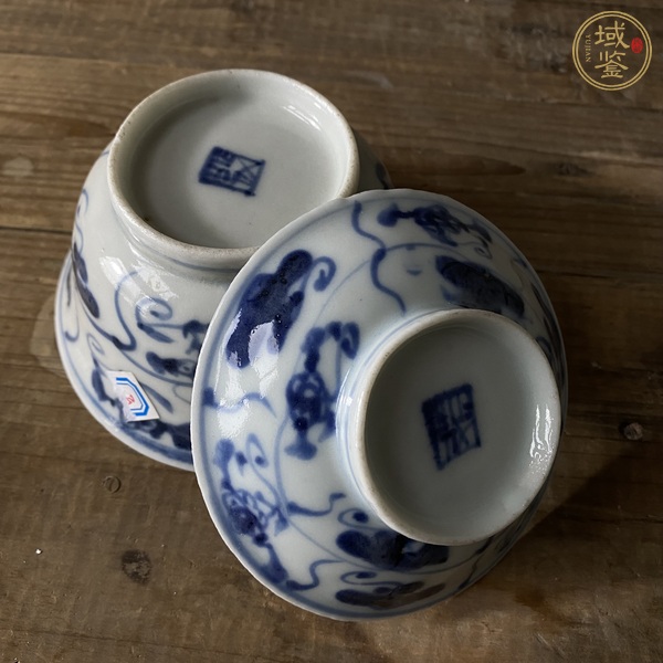古玩陶瓷青花靈芝紋蓋碗真品鑒賞圖