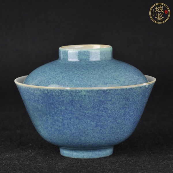 古玩陶瓷爐鈞釉蓋碗真品鑒賞圖