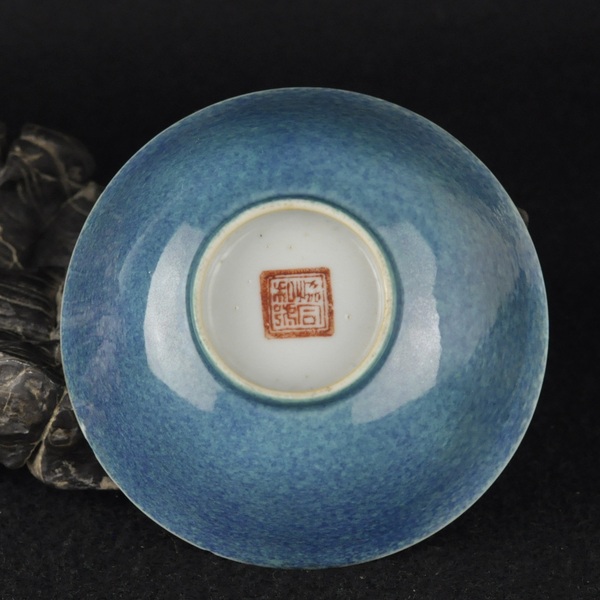 古玩陶瓷民國(guó)爐鈞釉蓋碗拍賣(mài)，當(dāng)前價(jià)格3600元