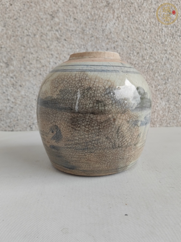 古玩陶瓷青花山水人物罐真品鑒賞圖