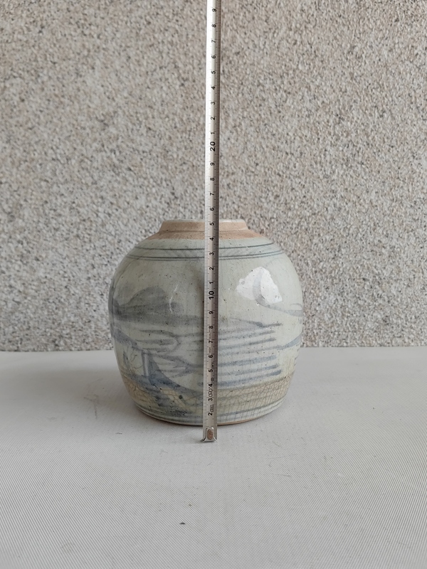 古玩陶瓷青花山水人物罐拍賣，當前價格450元