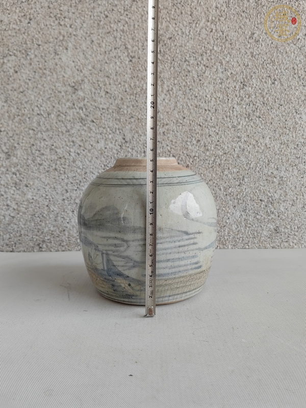 古玩陶瓷青花山水人物罐真品鑒賞圖