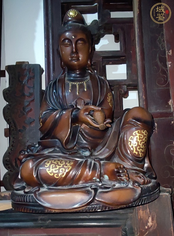 古玩字畫銅大自在觀音坐像真品鑒賞圖