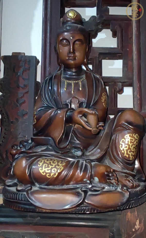 古玩字畫銅大自在觀音坐像真品鑒賞圖