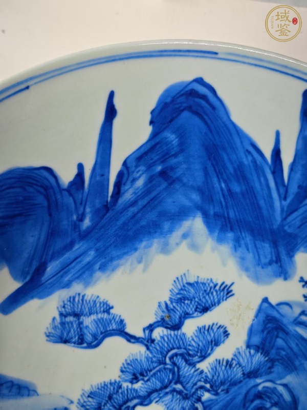 古玩陶瓷青花山水人物紋盤真品鑒賞圖