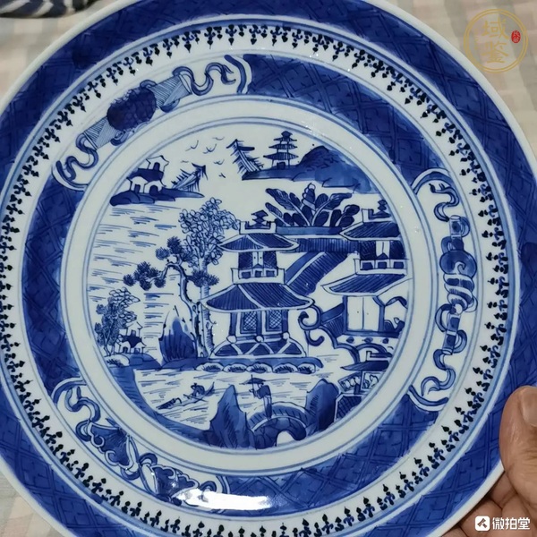 古玩陶瓷青花山水人物盤真品鑒賞圖