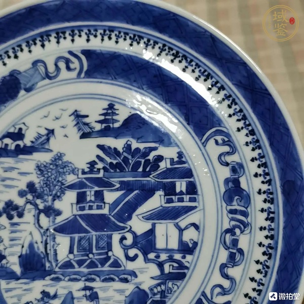 古玩陶瓷青花山水人物盤真品鑒賞圖