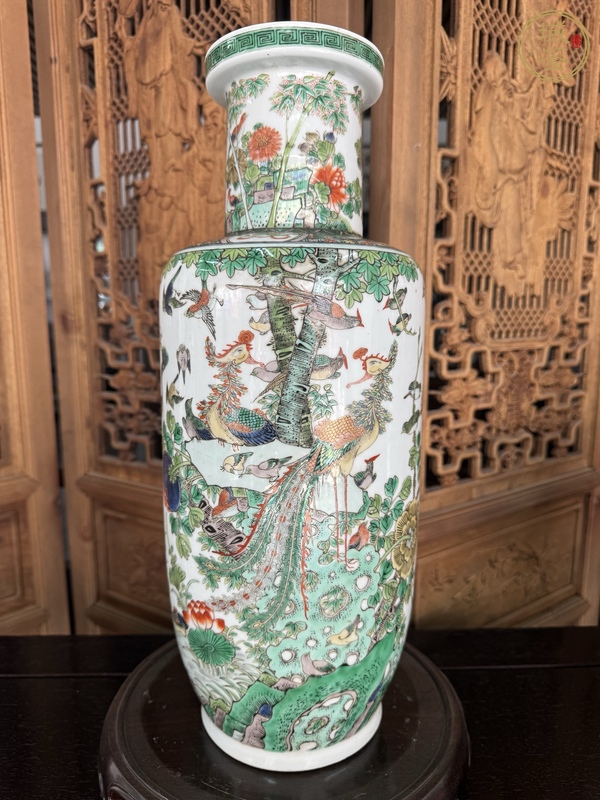 古玩陶瓷清光緒 五彩花鳥(niǎo)紋棒槌瓶真品鑒賞圖