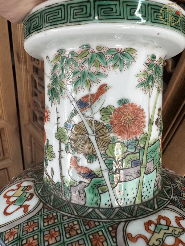 古玩陶瓷清光緒 五彩花鳥(niǎo)紋棒槌瓶真品鑒賞圖