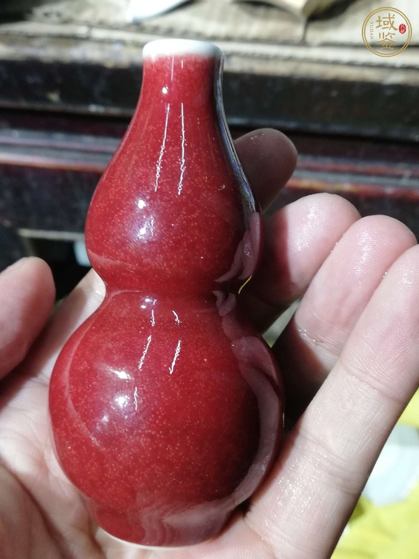 古玩陶瓷紅釉葫蘆瓶真品鑒賞圖