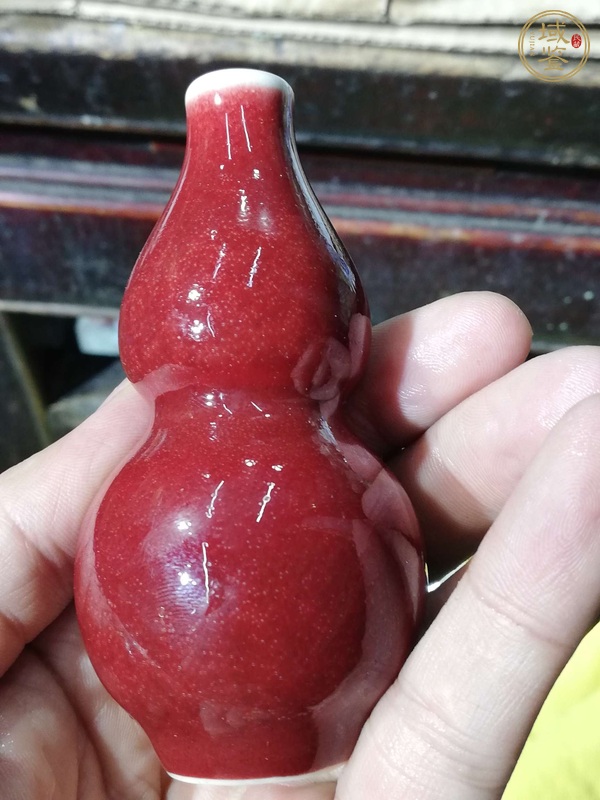 古玩陶瓷紅釉葫蘆瓶真品鑒賞圖