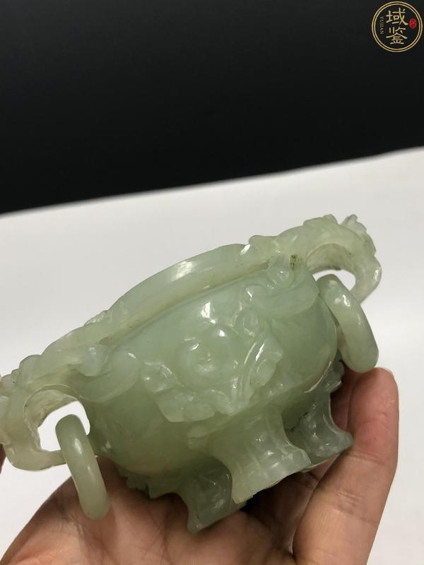 古玩陶瓷【帶保真卡】創(chuàng)匯.岫玉雙龍耳活環(huán)熏爐拍賣，當(dāng)前價(jià)格998元