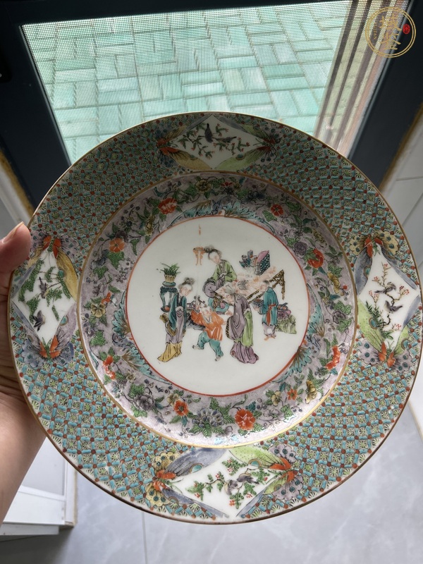 古玩陶瓷咸豐五彩人物故事紋盤真品鑒賞圖