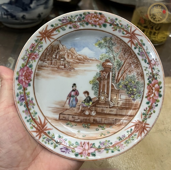 古玩陶瓷乾隆細路廣彩盤真品鑒賞圖