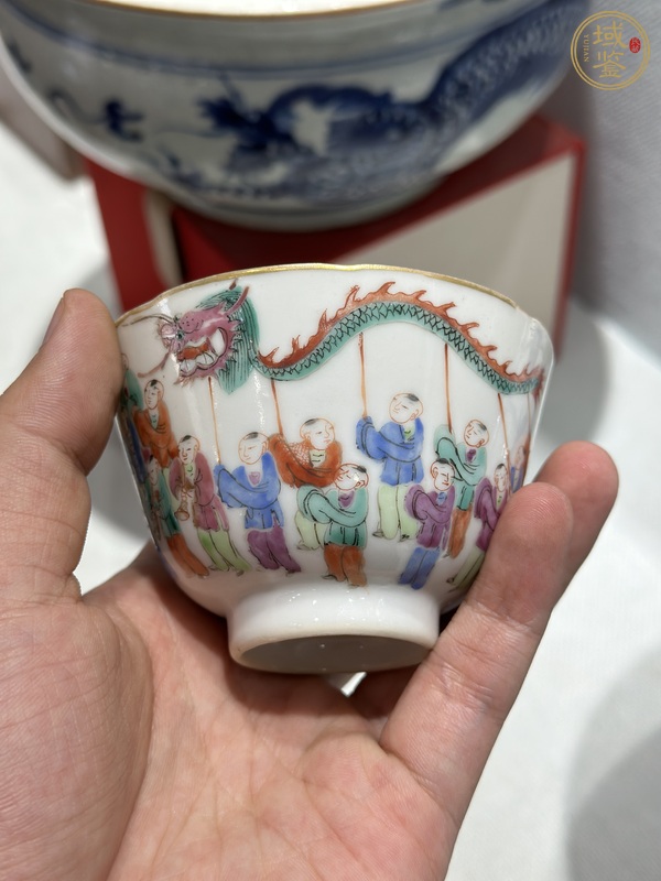 古玩陶瓷清同治 粉彩百子龍燈碗真品鑒賞圖