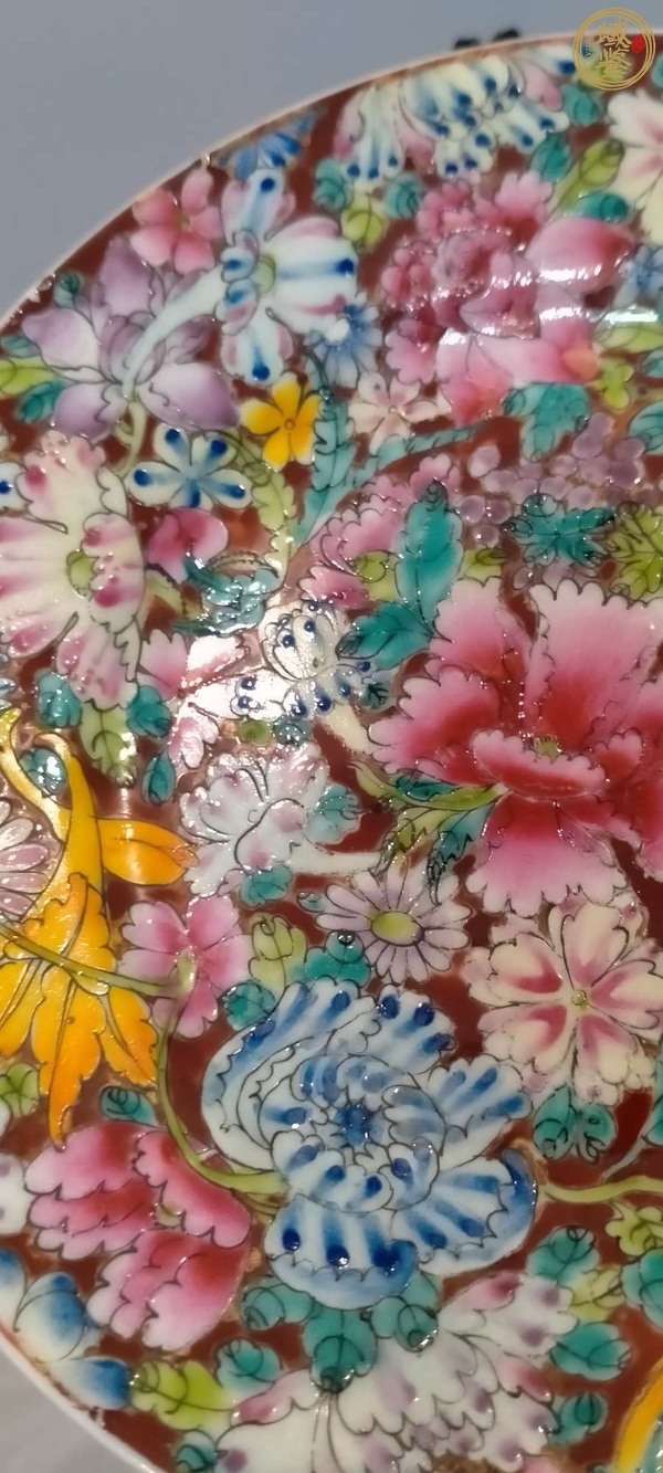 古玩陶瓷粉彩花卉紋盤真品鑒賞圖