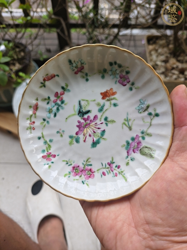 古玩陶瓷同治細路粉彩菊瓣盤真品鑒賞圖