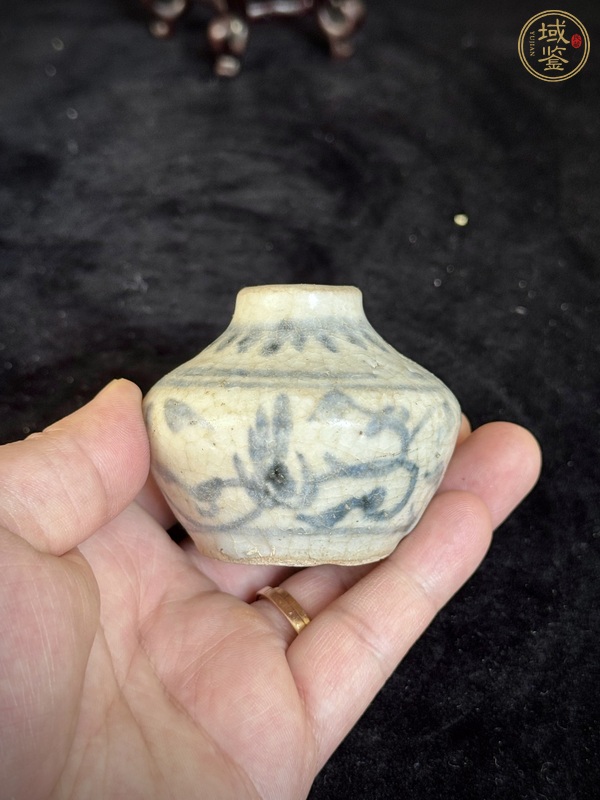 古玩陶瓷青花花卉紋水盂真品鑒賞圖