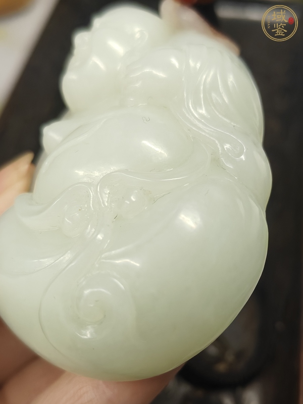 古玩玉器和田白玉彌勒掛件真品鑒賞圖