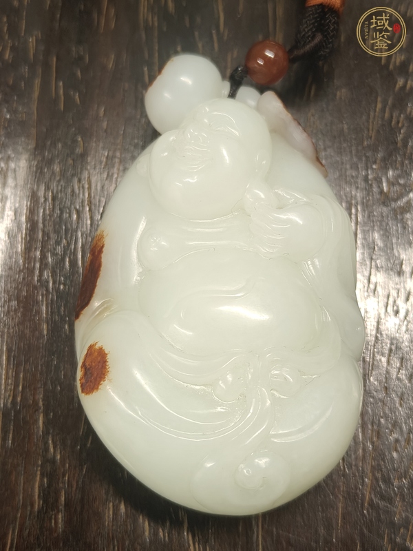 古玩玉器和田白玉彌勒掛件真品鑒賞圖