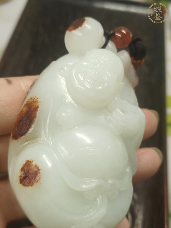 古玩玉器和田白玉彌勒掛件真品鑒賞圖