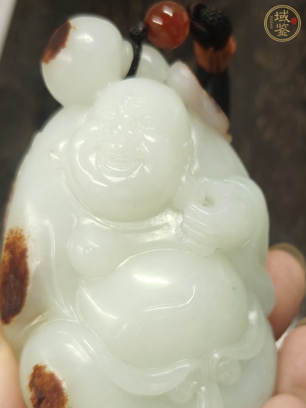 古玩玉器和田白玉彌勒掛件真品鑒賞圖