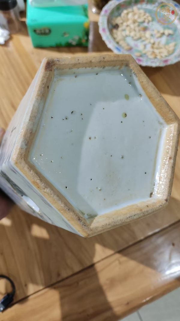 古玩陶瓷淺絳彩花卉詩文帽筒真品鑒賞圖