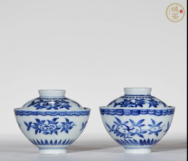 古玩陶瓷青花雞心蓋杯真品鑒賞圖
