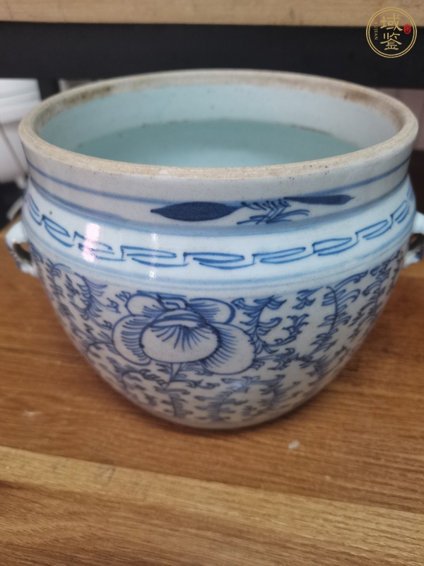 古玩陶瓷青花淡描花卉紋粥罐真品鑒賞圖