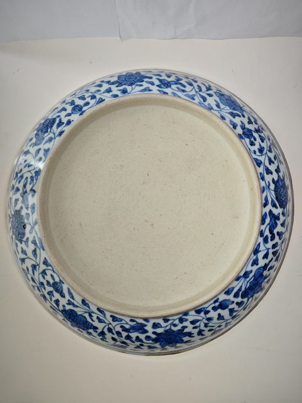 古玩陶瓷清雍正青花一把蓮紋盤拍賣，當前價格9876元