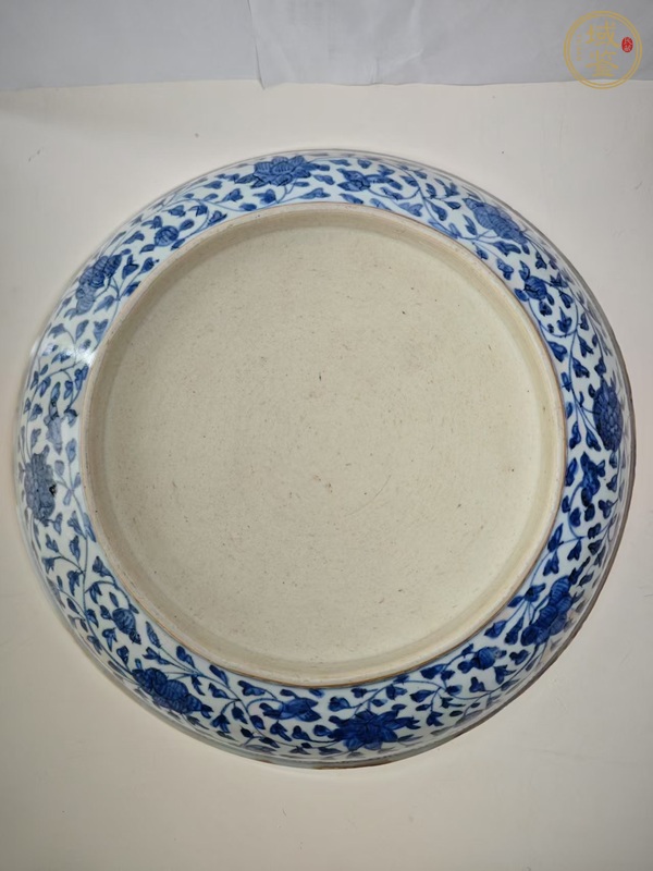 古玩陶瓷青花一把蓮紋盤真品鑒賞圖