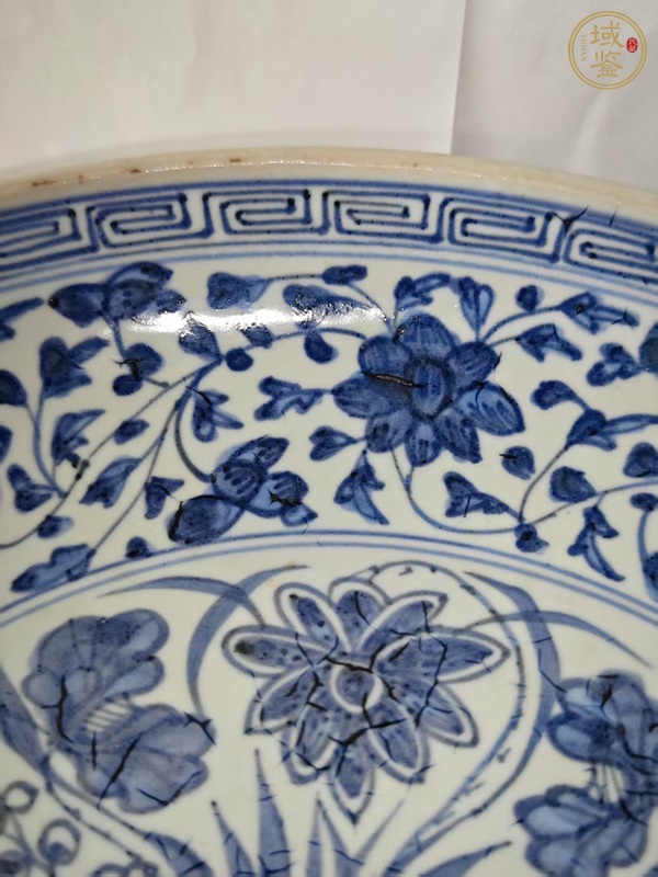 古玩陶瓷青花一把蓮紋盤真品鑒賞圖