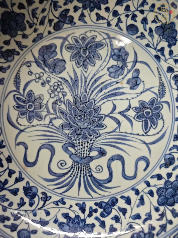 古玩陶瓷青花一把蓮紋盤真品鑒賞圖
