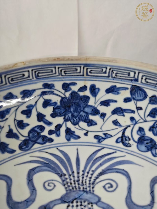 古玩陶瓷青花一把蓮紋盤真品鑒賞圖
