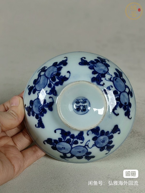 古玩陶瓷福壽三多紋青花蓋碗真品鑒賞圖
