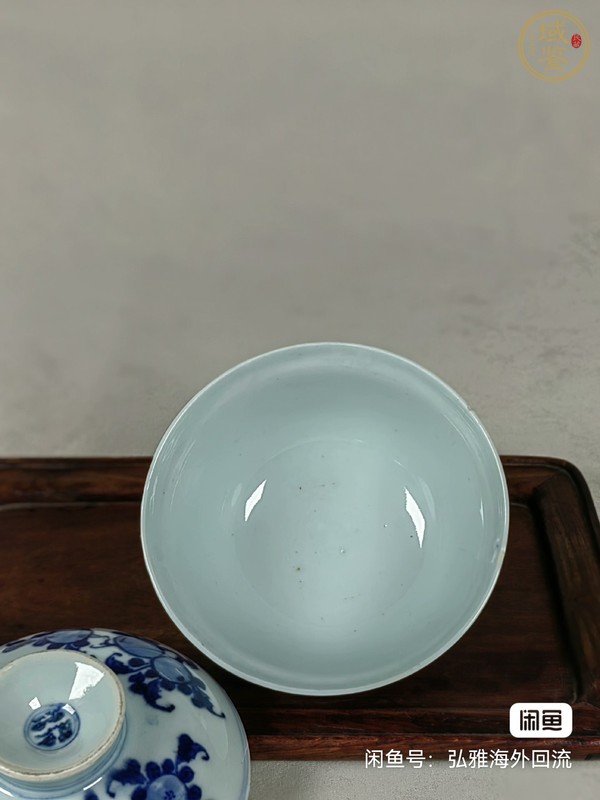 古玩陶瓷福壽三多紋青花蓋碗真品鑒賞圖