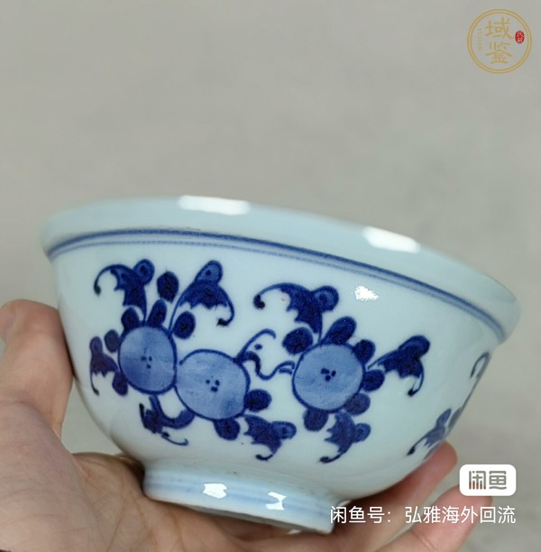 古玩陶瓷福壽三多紋青花蓋碗真品鑒賞圖