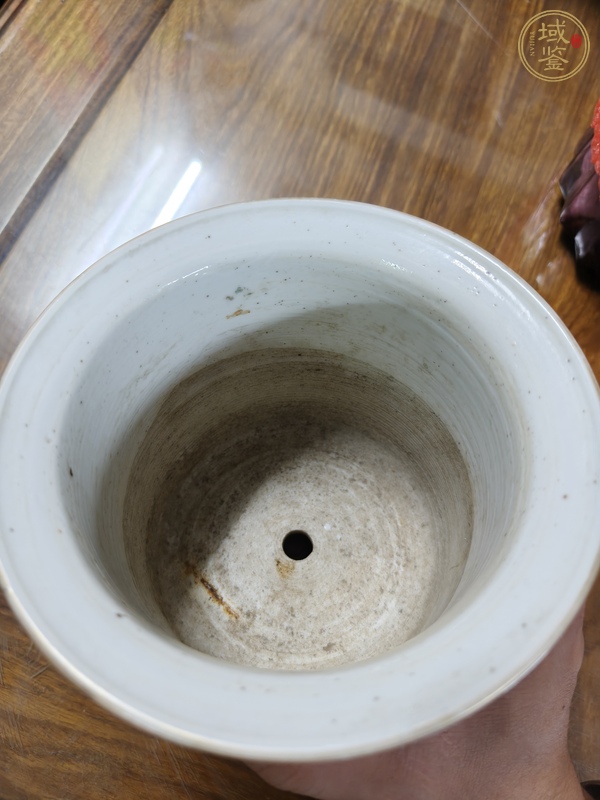古玩陶瓷粉彩花鳥紋花盆真品鑒賞圖