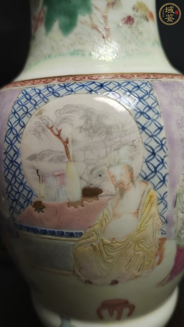 古玩陶瓷粉彩故事人物瓶真品鑒賞圖