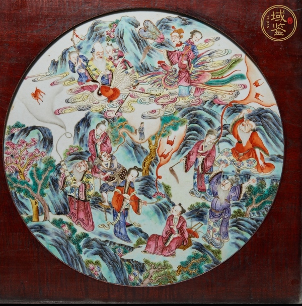 古玩陶瓷粉彩八仙祝壽瓷板真品鑒賞圖