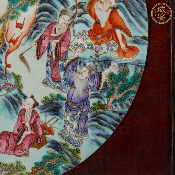 古玩陶瓷粉彩八仙祝壽瓷板真品鑒賞圖