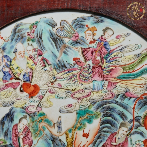 古玩陶瓷粉彩八仙祝壽瓷板真品鑒賞圖