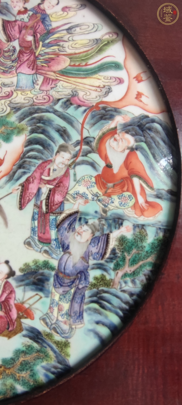古玩陶瓷粉彩八仙祝壽瓷板真品鑒賞圖