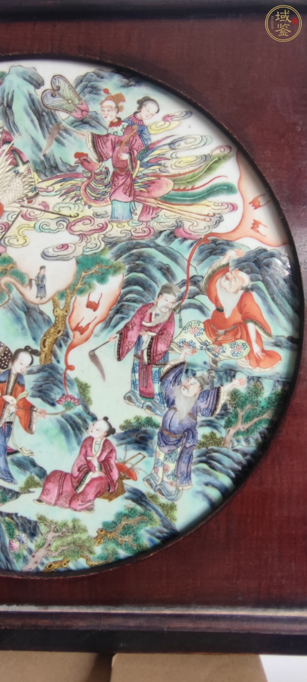 古玩陶瓷粉彩八仙祝壽瓷板真品鑒賞圖