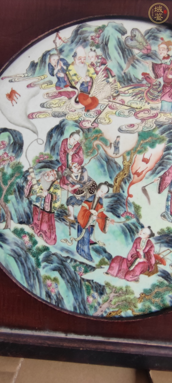古玩陶瓷粉彩八仙祝壽瓷板真品鑒賞圖